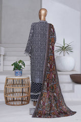 Bin Saeed Stitched 3 Piece Exclusive Emb Chikankari Cotton Suit-WC-2410-Black