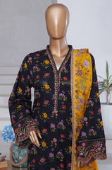 Bin Saeed Stitched 3 Piece Exclusive Emb Chikankari Cotton Collection'2025-WC-2411-Black