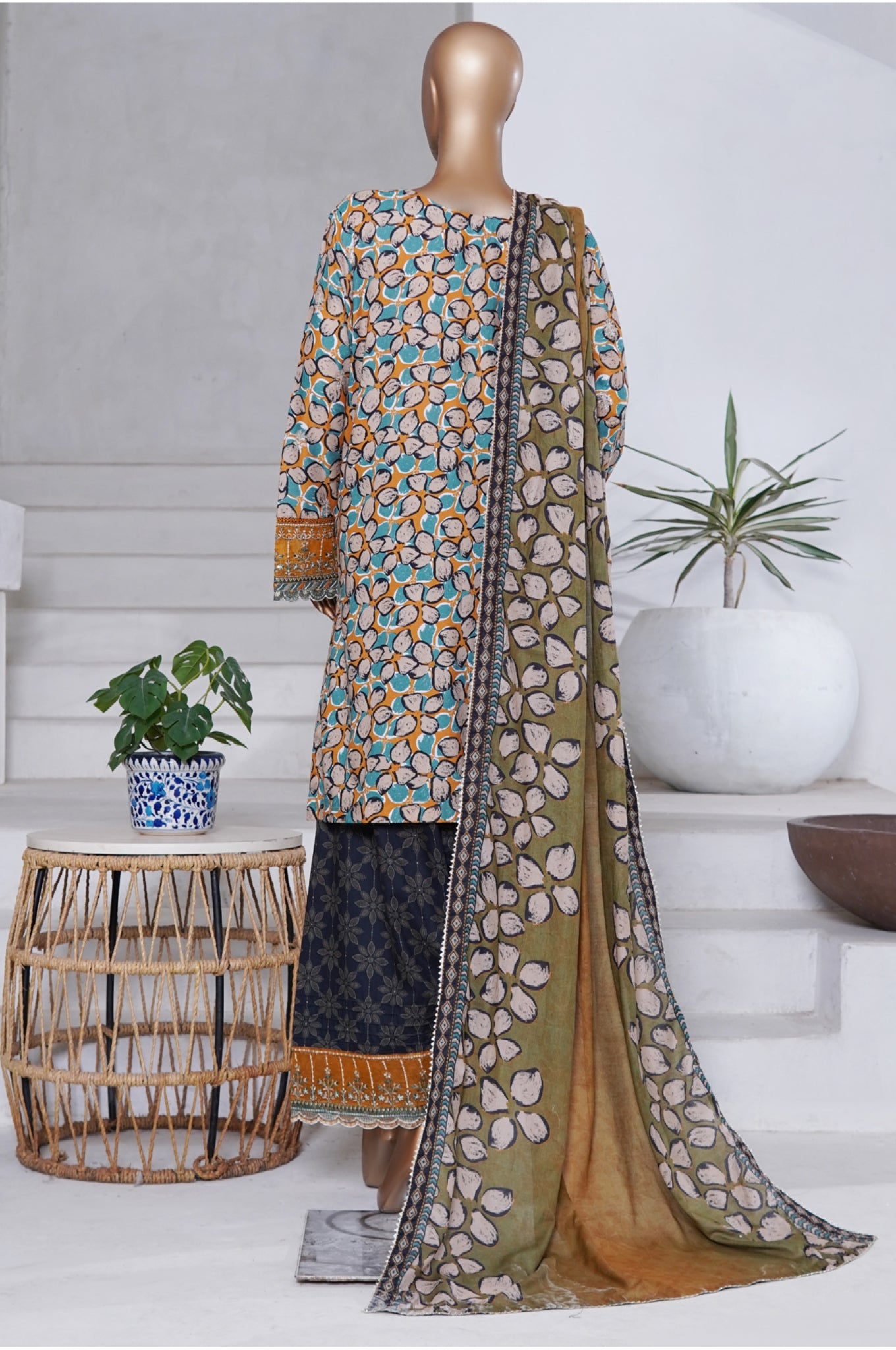 Bin Saeed Stitched 3 Piece Exclusive Emb Chikankari Cotton Collection'2025-WC-2412-Green