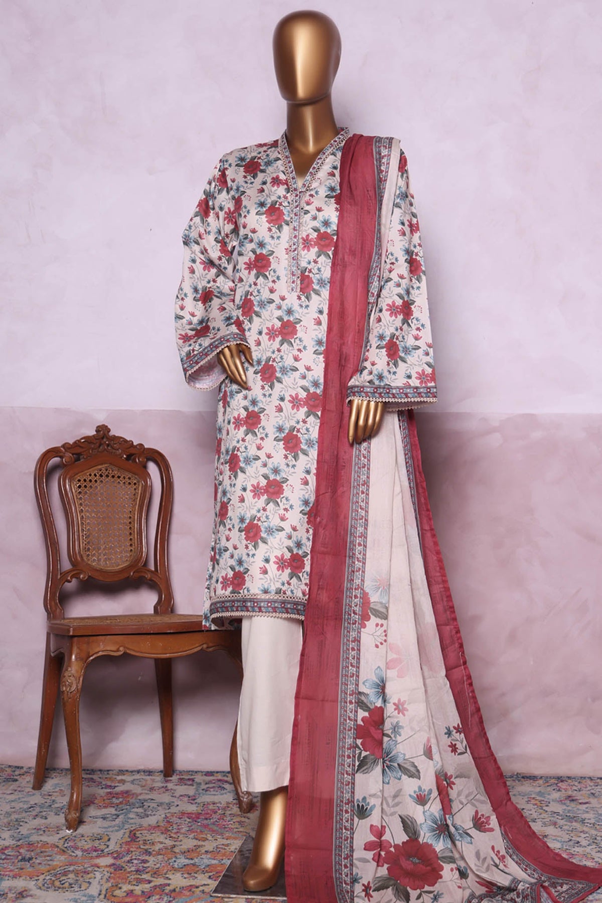 Bin Saeed Stitched 3 Piece Printed Cotton Vol-03 Collection'2025-WC-2413-Skin