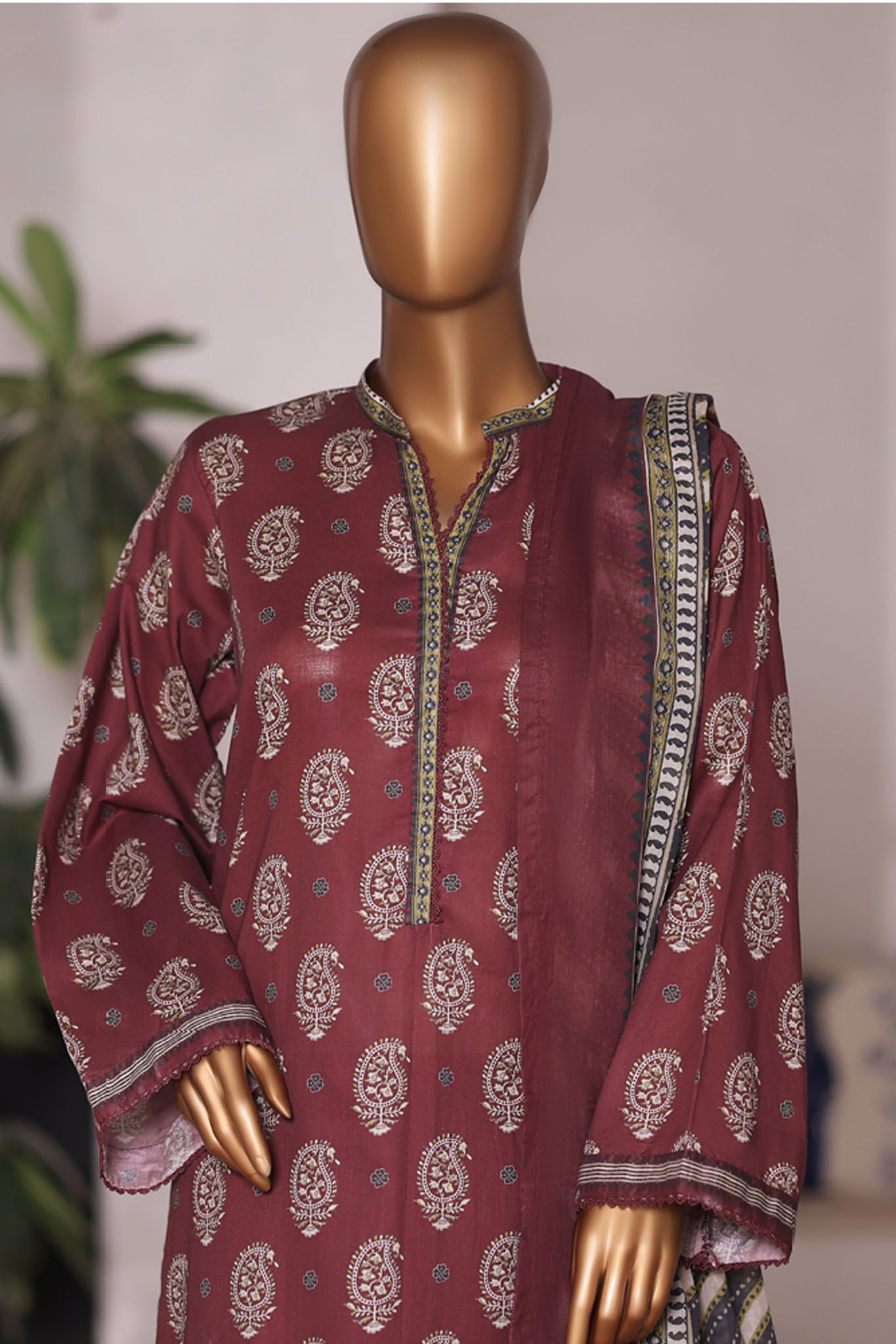 Bin Saeed Stitched 3 Piece Printed Cotton Vol-03 Collection'2025-WC-2414-Brown