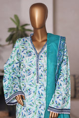 Bin Saeed Stitched 3 Piece Printed Cotton Vol-03 Suit-WC-2415-Ferozi