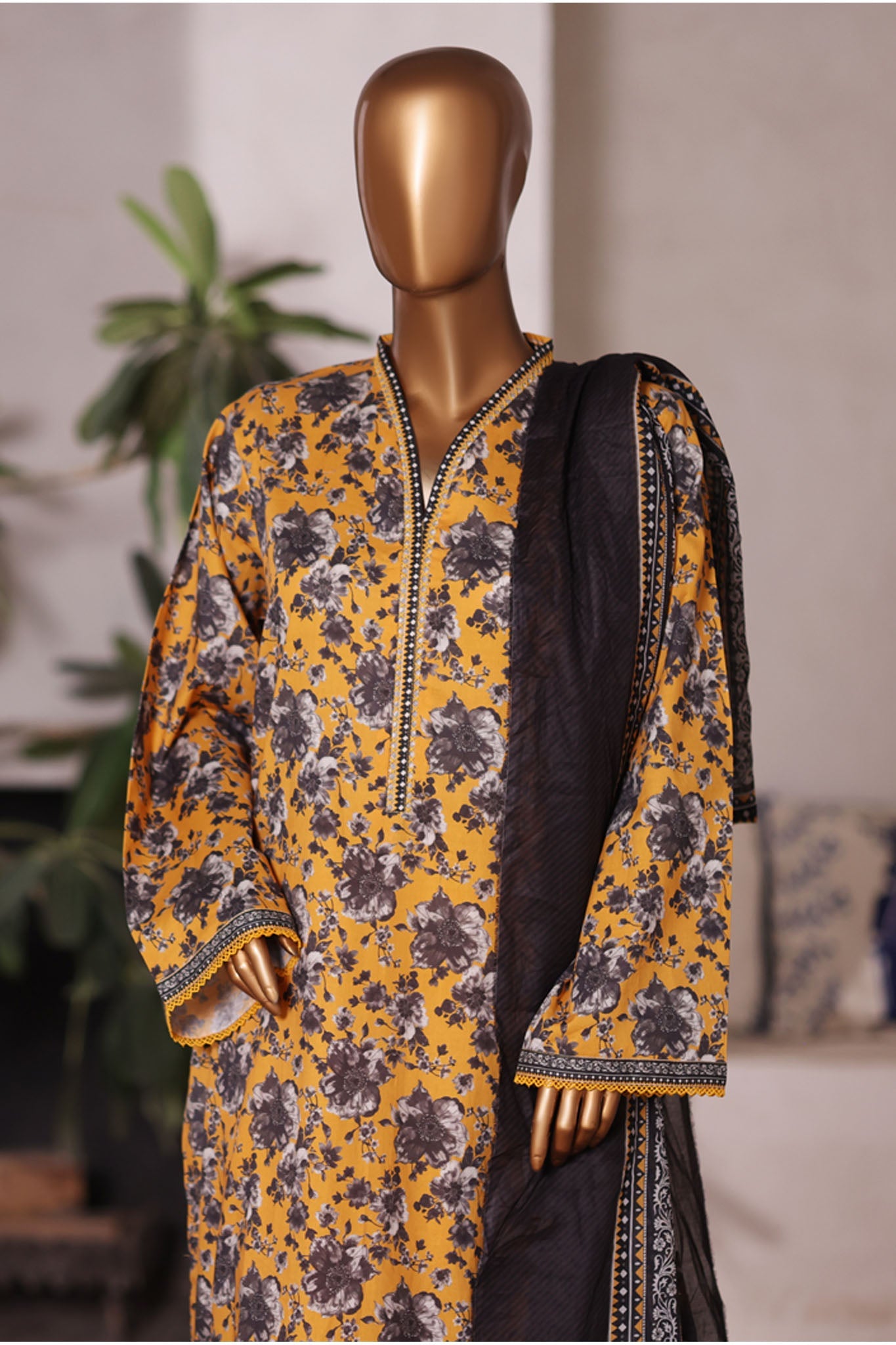 Bin Saeed Stitched 3 Piece Printed Cotton Vol-03 Collection'2025-WC-2416-Yellow