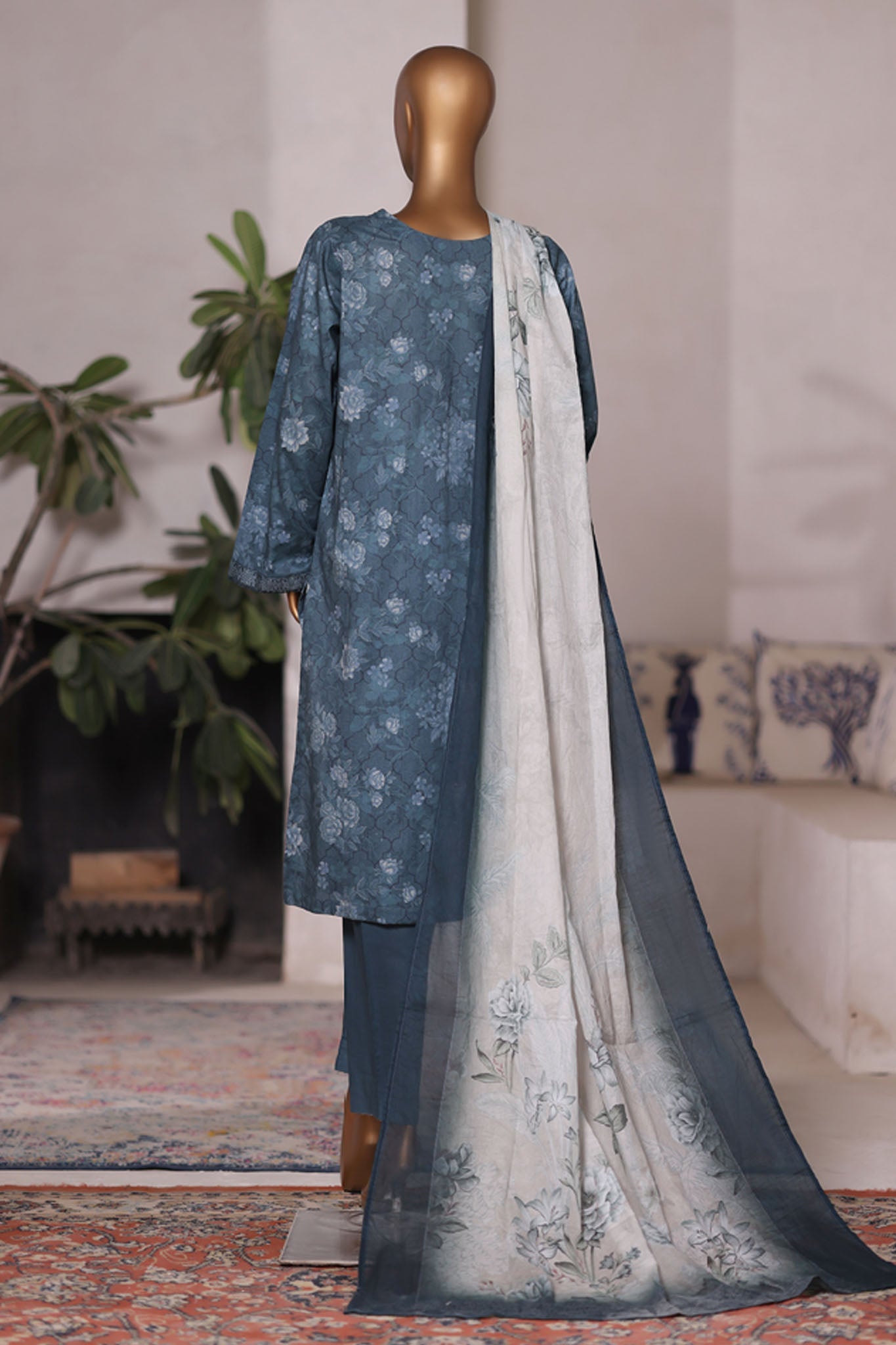 Bin Saeed Stitched 3 Piece Printed Cotton Vol-03 Collection'2025-WC-2419-Blue