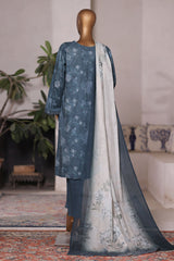 Bin Saeed Stitched 3 Piece Printed Cotton Vol-03 Suit-WC-2419-Blue