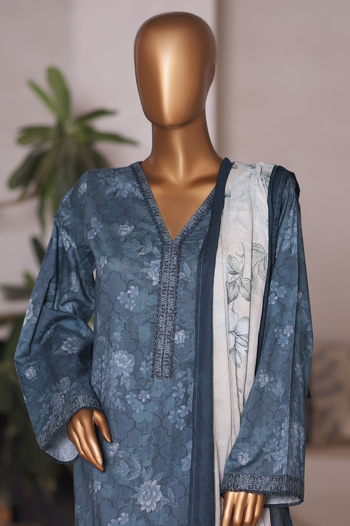 Bin Saeed Stitched 3 Piece Printed Cotton Vol-03 Collection'2025-WC-2419-Blue