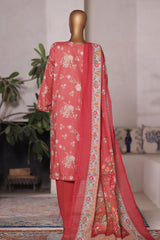 Bin Saeed Stitched 3 Piece Printed Cotton Vol-03 Suit-WC-2420-Orange