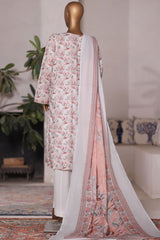 Bin Saeed Stitched 3 Piece Printed Cotton Vol-03 Suit-WC-2421-White