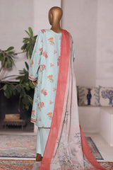 Bin Saeed Stitched 3 Piece Printed Cotton Vol-03 Suit-WC-2422-Light Green