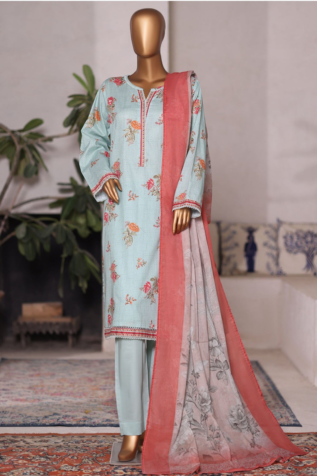 Bin Saeed Stitched 3 Piece Printed Cotton Vol-03 Collection'2025-WC-2422-Light Green