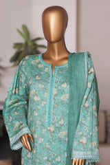 Bin Saeed Stitched 3 Piece Printed Cotton Vol-03 Suit-WC-2423-Green