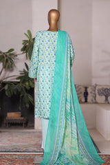 Bin Saeed Stitched 3 Piece Printed Cotton Vol-03 Suit-WC-2424-Ferozi