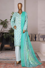 Bin Saeed Stitched 3 Piece Printed Cotton Vol-03 Collection'2025-WC-2424-Ferozi