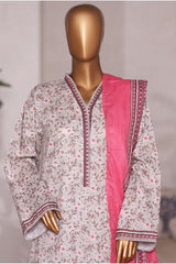 Bin Saeed Stitched 3 Piece Printed Cotton Vol-03 Suit-WC-2425-Gray