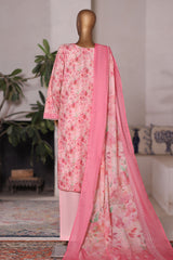 Bin Saeed Stitched 3 Piece Printed Cotton Vol-03 Suit-WC-2426-Pink