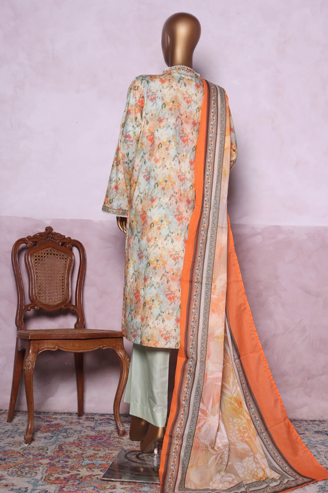 Bin Saeed Stitched 3 Piece Printed Cotton Vol-03 Collection'2025-WC-2427-Orange