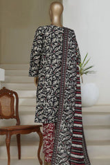 Bin Saeed Stitched 3 Piece Printed Lawn Collection'2025-NSM-2432-Black