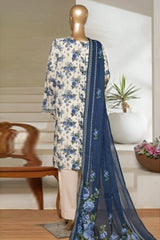 Bin Saeed Stitched 3 Piece Printed Lawn Suit-NSM-2433-White
