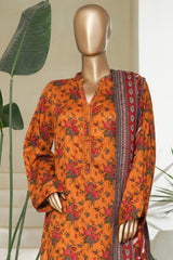 Bin Saeed Stitched 3 Piece Printed Lawn Suit-NSM-2435-Mustard