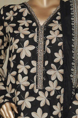 Bin Saeed Stitched 3 Piece Printed Lawn Suit-NSM-2437-Black