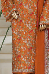 Bin Saeed Stitched 3 Piece Printed Lawn Suit-NSM-2438-Mustard