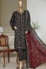 Bin Saeed Stitched 3 Piece Printed Lawn Suit-NSM-2440-Black