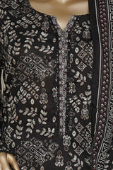 Bin Saeed Stitched 3 Piece Printed Lawn Suit-NSM-2440-Black