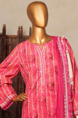 Bin Saeed Stitched 3 Piece Printed Lawn Suit-NSM-2441-Pink