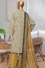 Bin Saeed Stitched 3 Piece Printed Lawn Suit-NSM-2443-Lemon