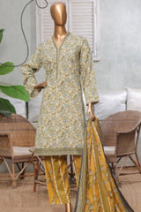 Bin Saeed Stitched 3 Piece Printed Lawn Suit-NSM-2443-Lemon