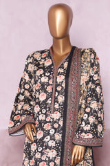 Bin Saeed Stitched 3 Piece Exclusive Printed Khaddar Vol-06 Suit-WK-2446-Black