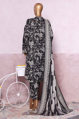 Bin Saeed Stitched 3 Piece Exclusive Printed Khaddar Vol-06 Suit-WK-2447-Black