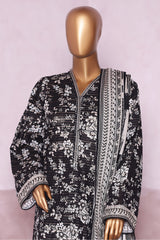 Bin Saeed Stitched 3 Piece Exclusive Printed Khaddar Vol-06 Suit-WK-2447-Black