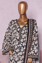 Bin Saeed Stitched 3 Piece Exclusive Printed Khaddar Vol-06 Suit-WK-2449-Black