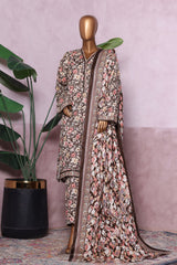 Bin Saeed Stitched 3 Piece Exclusive Printed Khaddar Vol-06 Suit-WK-2450-Black