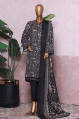 Bin Saeed Stitched 3 Piece Exclusive Printed Khaddar Vol-06 Suit-WK-2453-Black