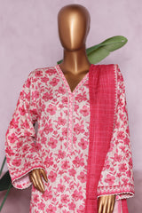 Bin Saeed Stitched 3 Piece Exclusive Printed Khaddar Vol-06 Suit-WK-2456-Pink