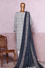 Bin Saeed Stitched 3 Piece Exclusive Printed Khaddar Vol-06 Suit-WK-2457-Gray