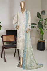 Bin Saeed Stitched 3 Piece Luxury Plain Cotton With Emb Printed Back Suit-NSM-2476-Skin