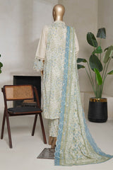 Bin Saeed Stitched 3 Piece Luxury Plain Cotton With Emb Printed Back Suit-NSM-2476-Skin