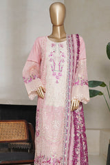 Bin Saeed Stitched 3 Piece Luxury Plain Cotton With Emb Printed Back Suit-NSM-2478-Pink
