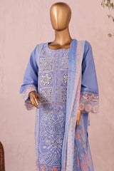 Bin Saeed Stitched 3 Piece Luxury Plain Cotton Suit-LF-2483-Ferozi