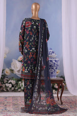 Bin Saeed Stitched 3 Piece Exclusive Printed Cotton Vol-04 Suit-WC-2485-Black
