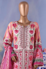 Bin Saeed Stitched 3 Piece Exclusive Printed Cotton Vol-04 Suit-WC-2488-Pink