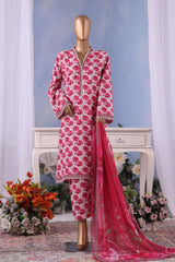 Bin Saeed Stitched 3 Piece Exclusive Printed Cotton Vol-04 Suit-WC-2491-Pink