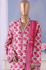Bin Saeed Stitched 3 Piece Exclusive Printed Cotton Vol-04 Collection'2025-WC-2491-Pink
