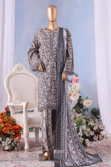 Bin Saeed Stitched 3 Piece Exclusive Printed Cotton Vol-04 Suit-WC-2492-Gray