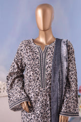 Bin Saeed Stitched 3 Piece Exclusive Printed Cotton Vol-04 Suit-WC-2492-Gray