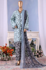 Bin Saeed Stitched 3 Piece Exclusive Printed Cotton Vol-04 Suit-WC-2493-Ferozi