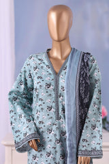 Bin Saeed Stitched 3 Piece Exclusive Printed Cotton Vol-04 Suit-WC-2493-Ferozi
